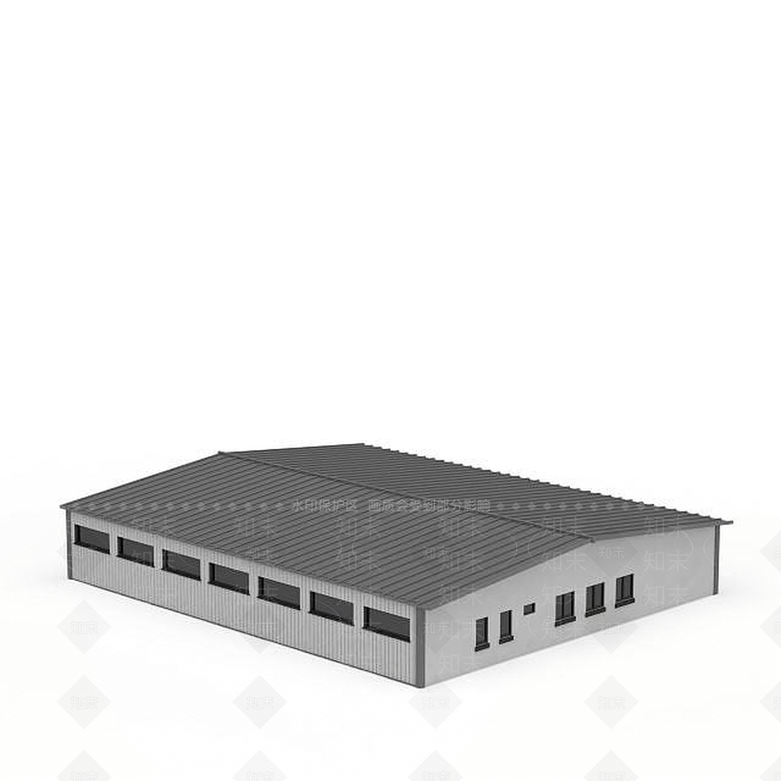 现代大型平房仓库3D模型下载【ID:1199324329】