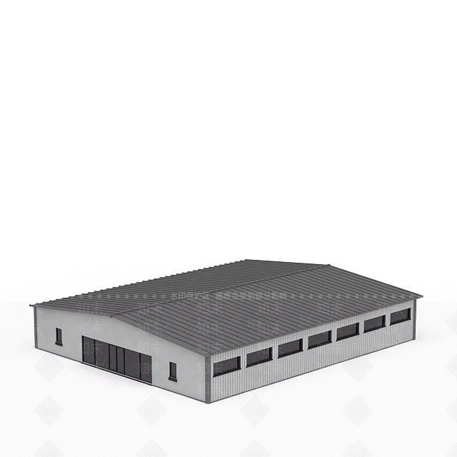 现代大型平房仓库3D模型下载【ID:1199324329】