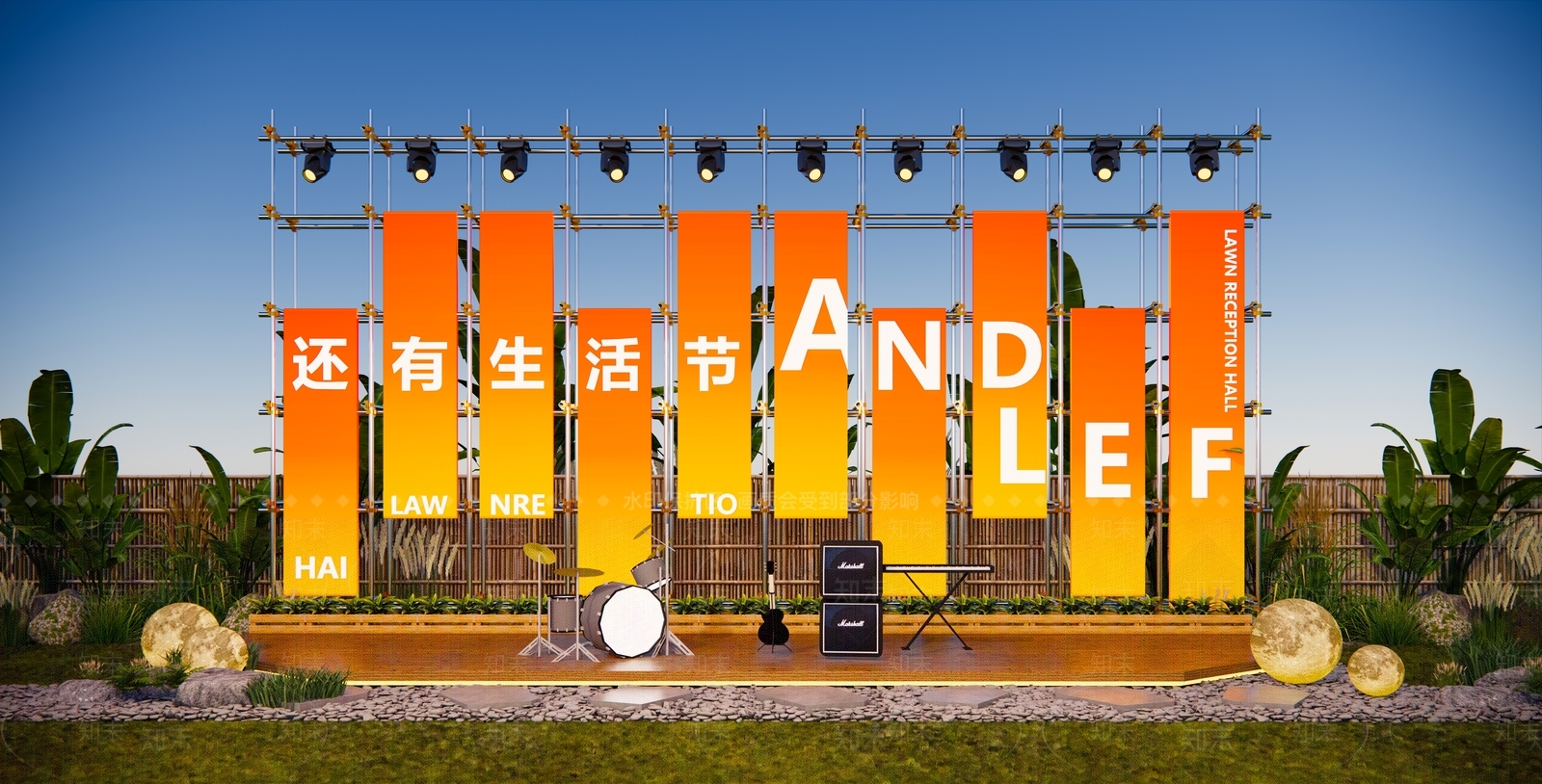 现代露天舞台SU模型下载【ID:1199329263】