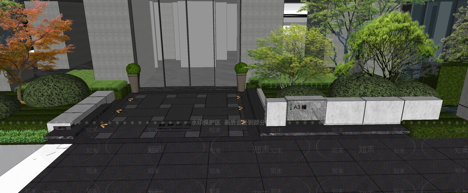 现代小区景观SU模型下载【ID:1199328783】