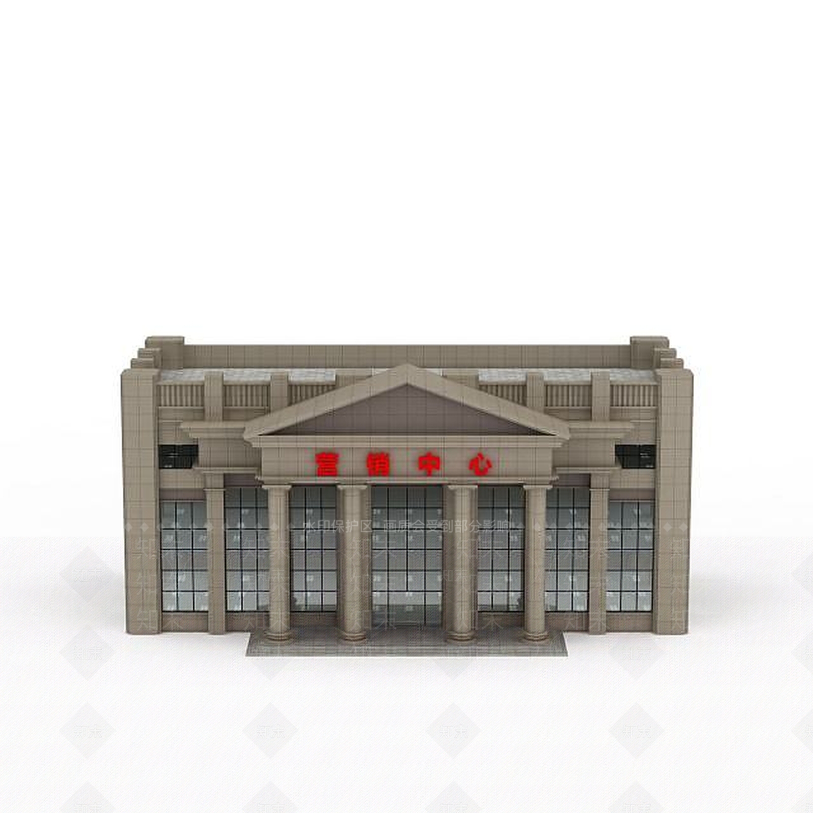 现代会议中心建筑外观3D模型下载【ID:1199329914】