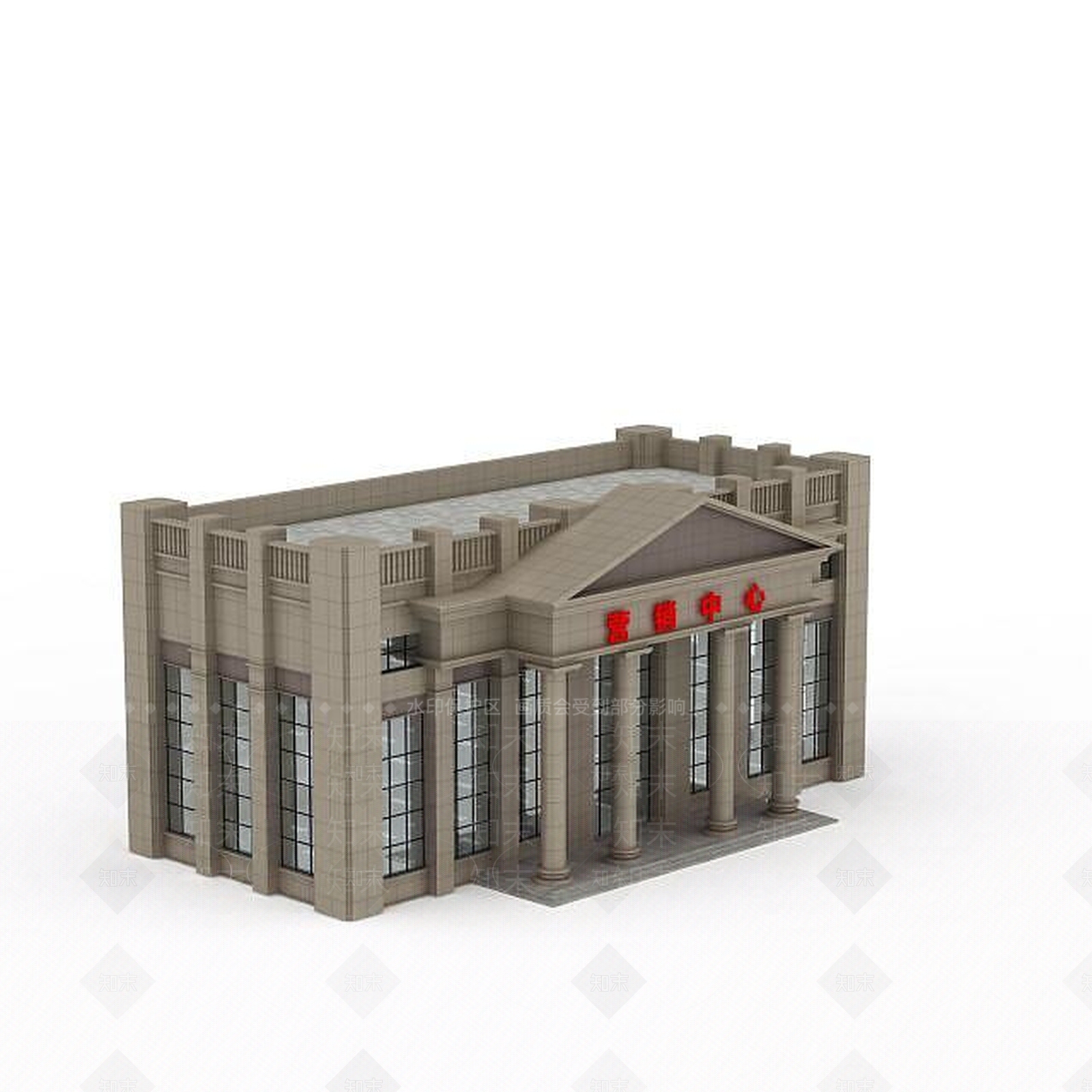 现代会议中心建筑外观3D模型下载【ID:1199329914】