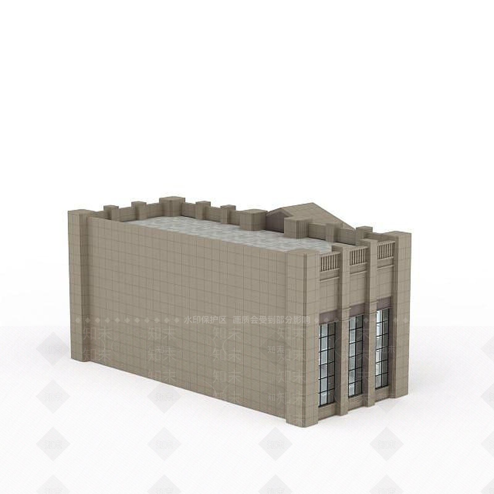现代会议中心建筑外观3D模型下载【ID:1199329914】