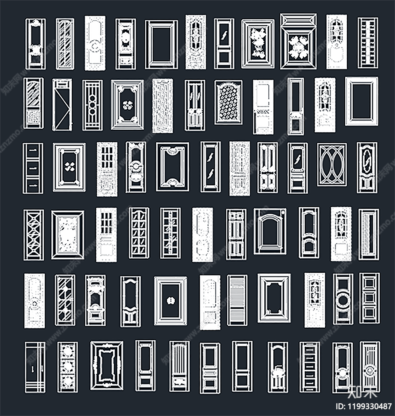 新中式现代门施工图下载【ID:1199330487】