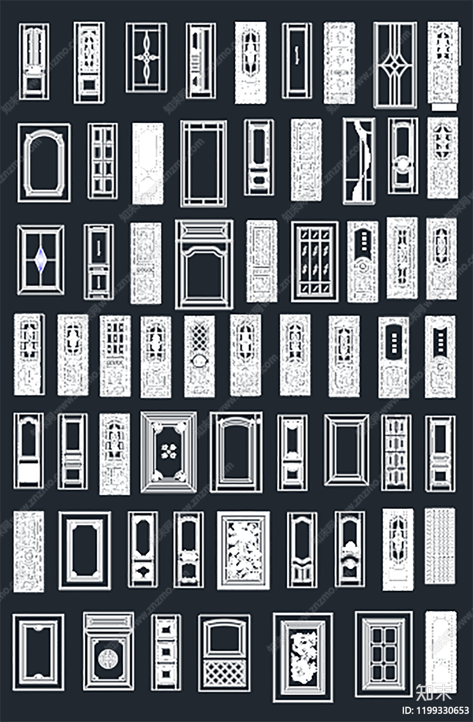 现代新中式门施工图下载【ID:1199330653】