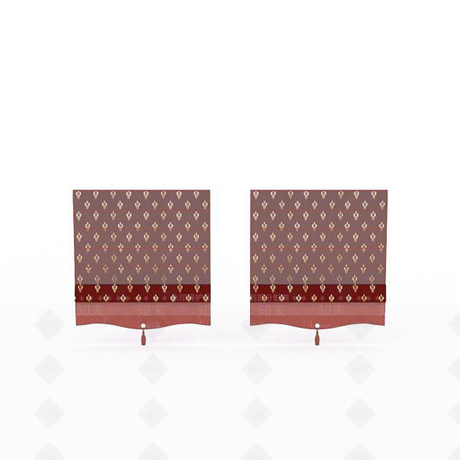 现代印花窗帘3D模型下载【ID:1199331997】