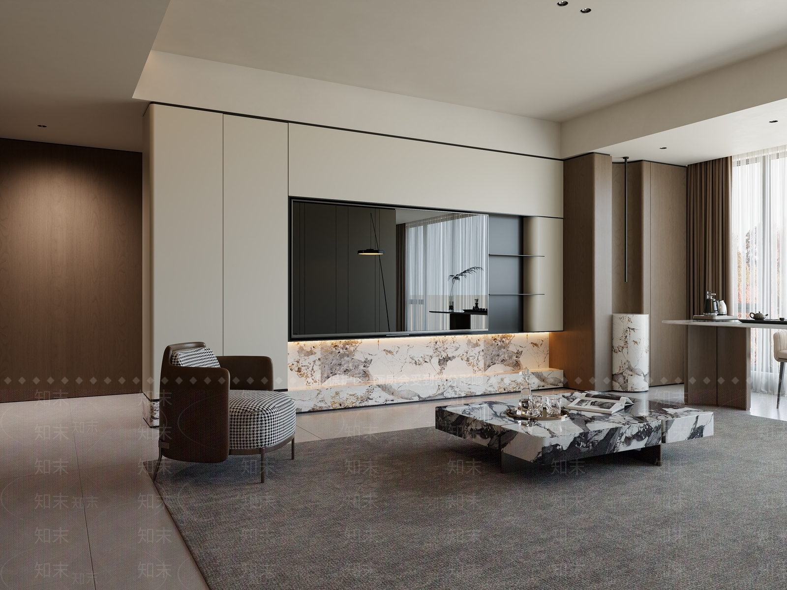 现代轻奢家居客厅3D模型下载【ID:1199332420】