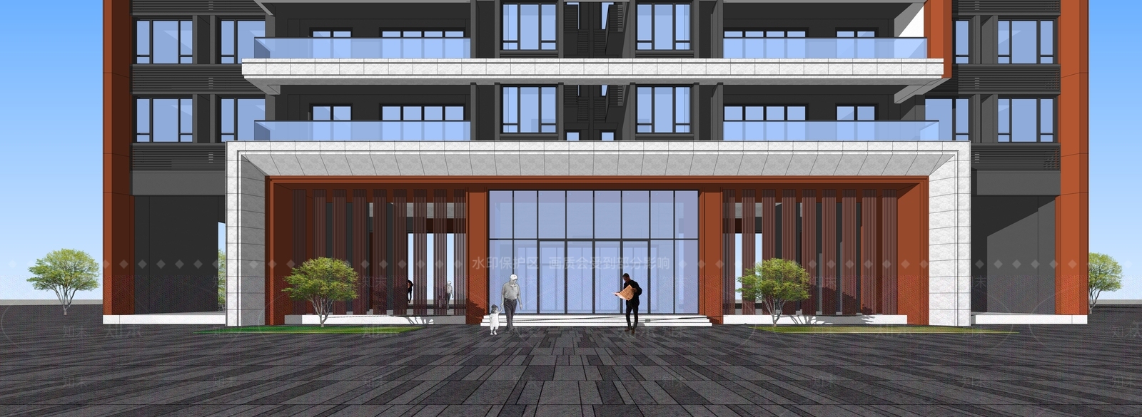 现代高层住宅SU模型下载【ID:1199334347】