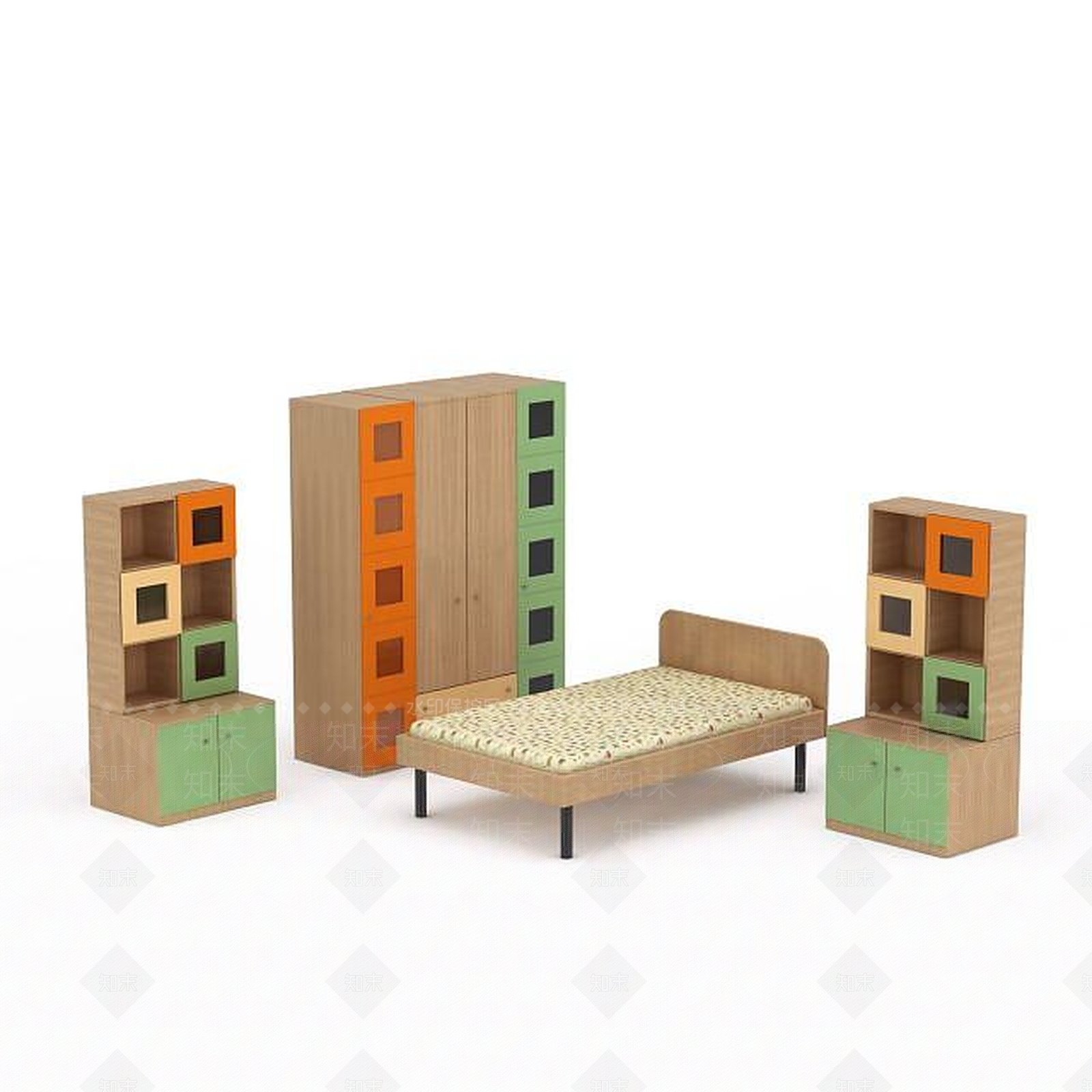 现代实木卧室家具3D模型下载【ID:1199335189】