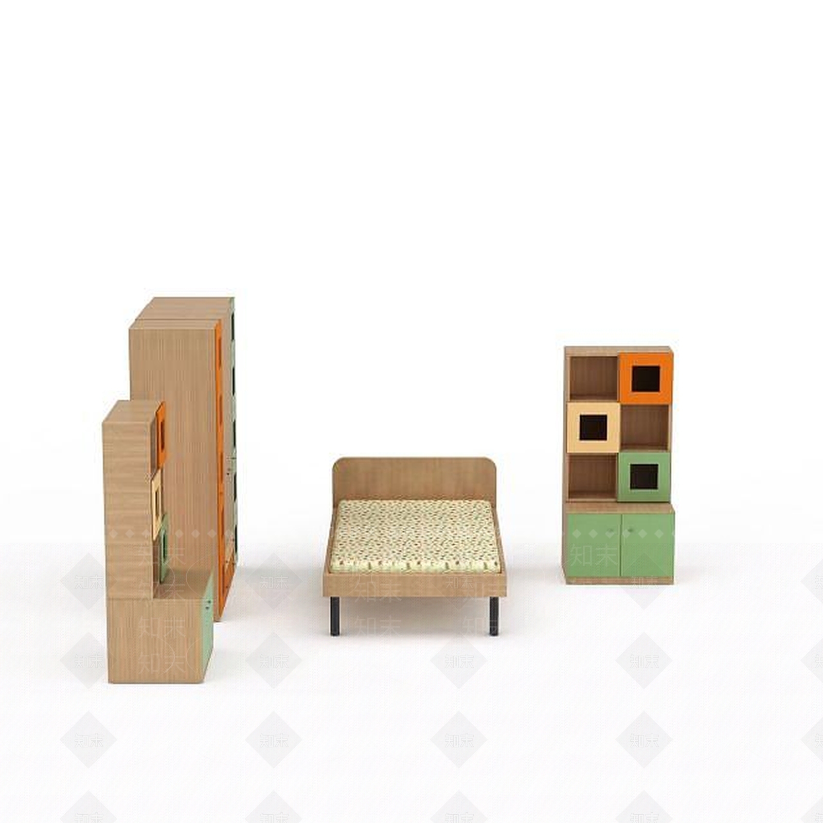 现代实木卧室家具3D模型下载【ID:1199335189】