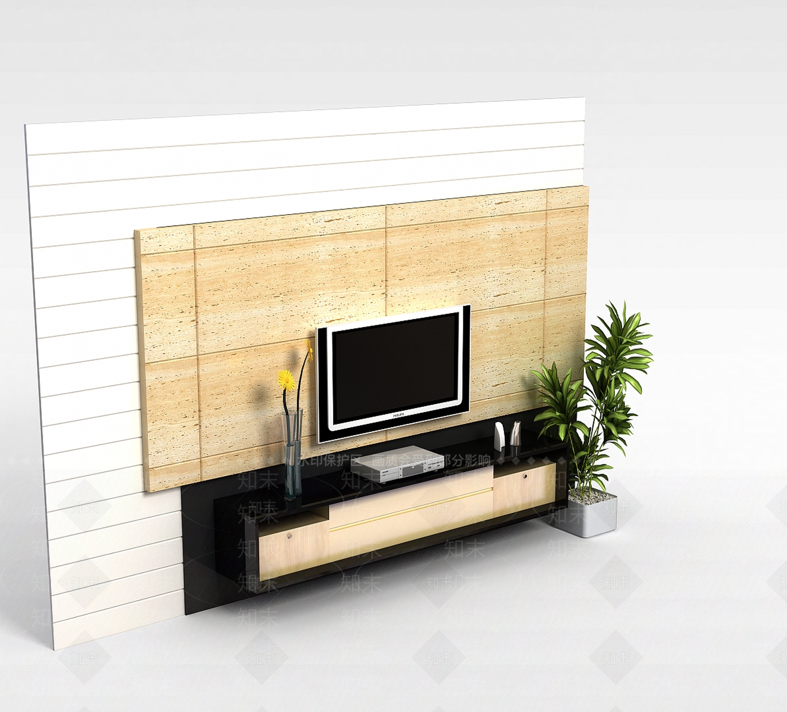 现代电视墙3D模型下载【ID:1199338178】