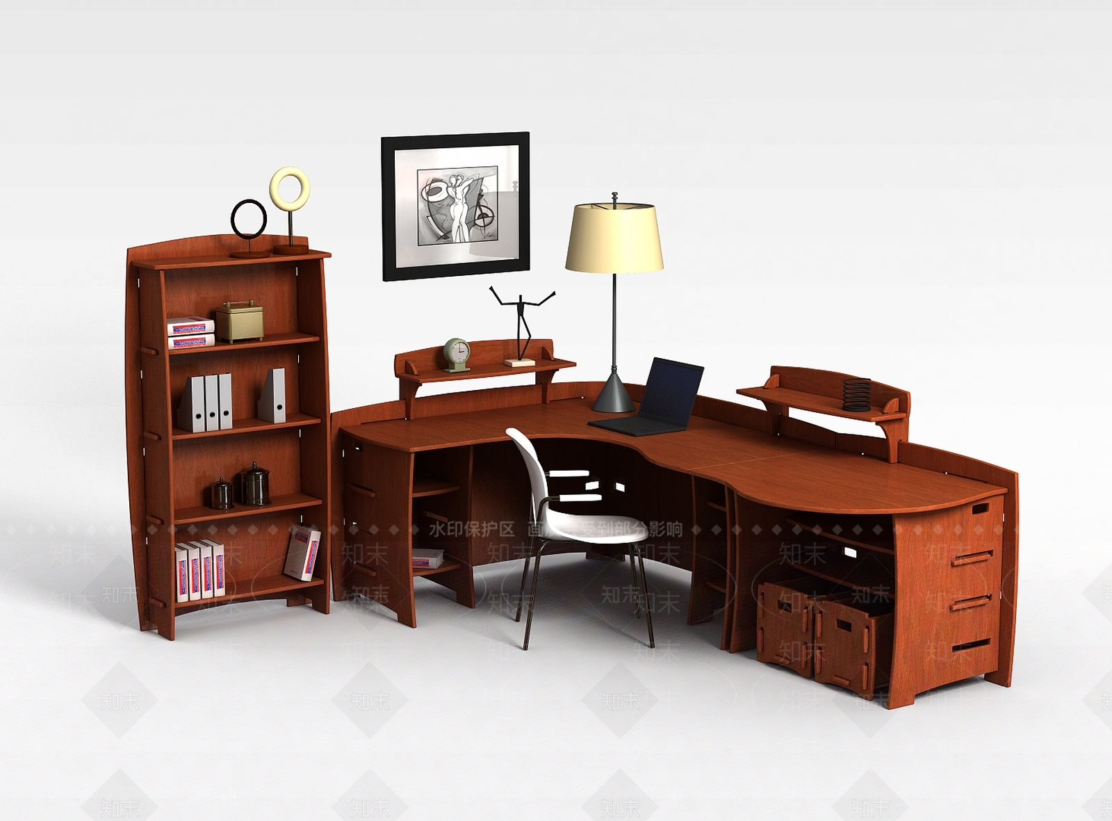 现代书房家具3D模型下载【ID:1199338814】