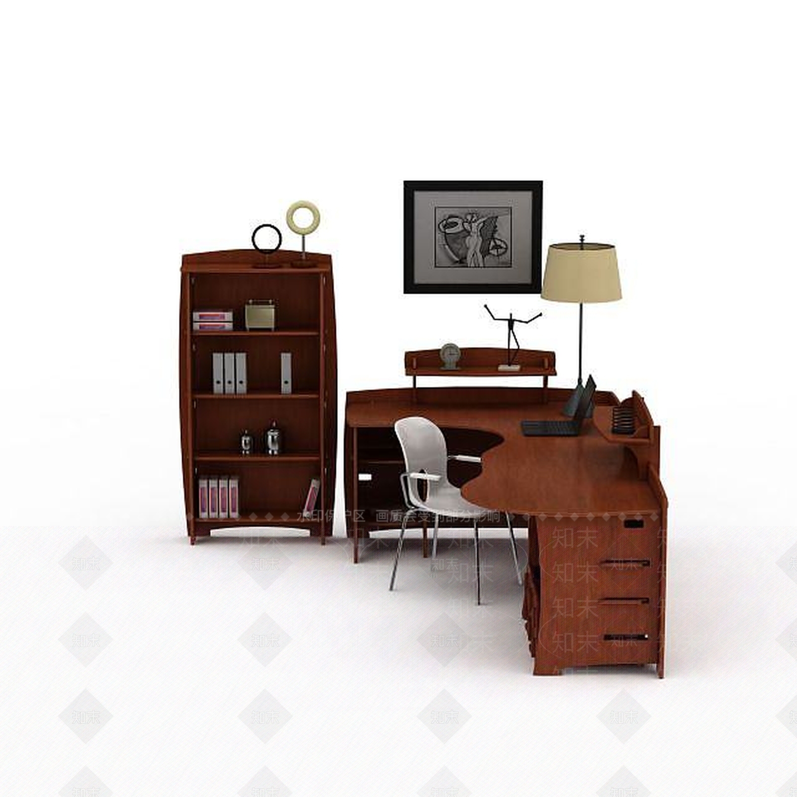 现代书房家具3D模型下载【ID:1199338814】