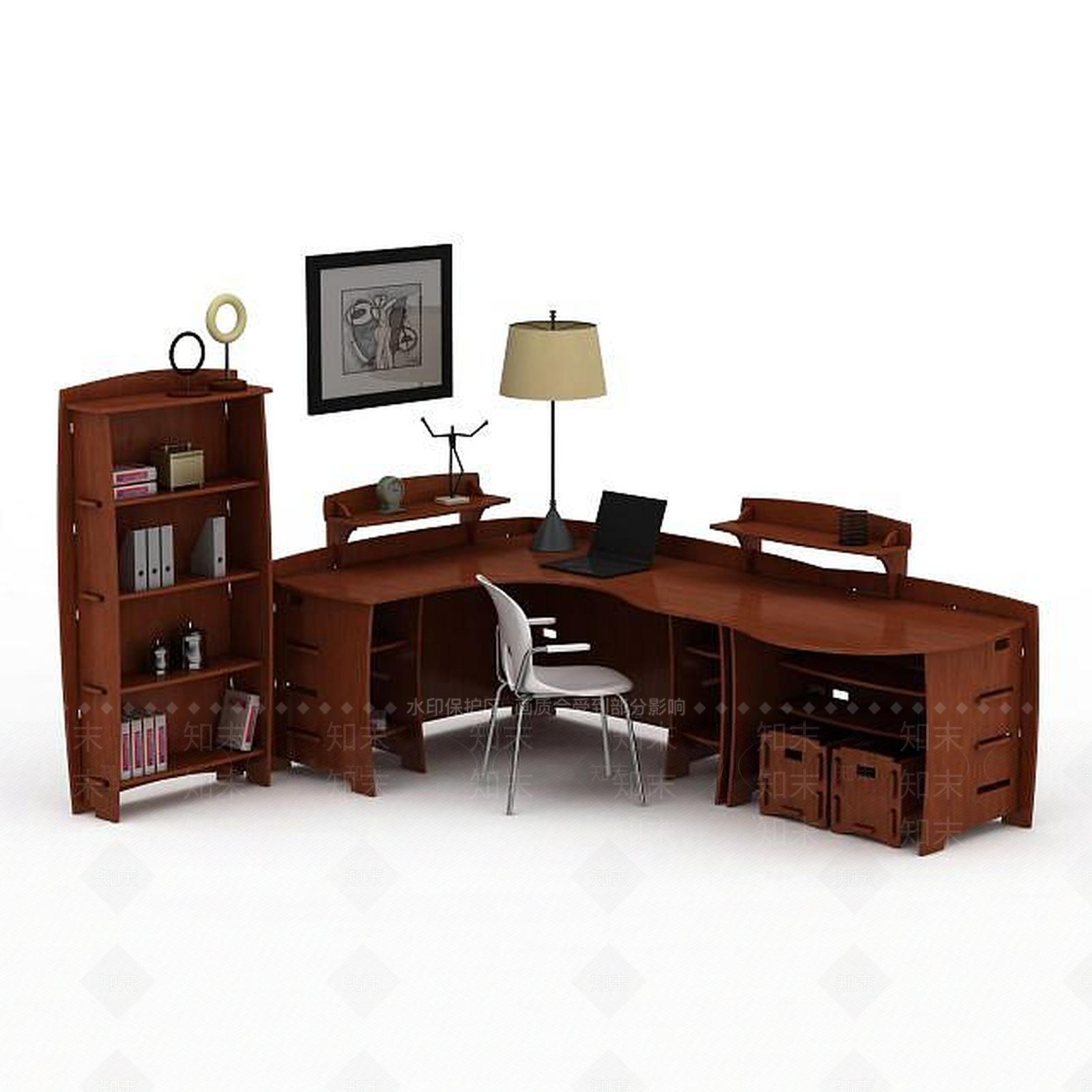 现代书房家具3D模型下载【ID:1199338814】