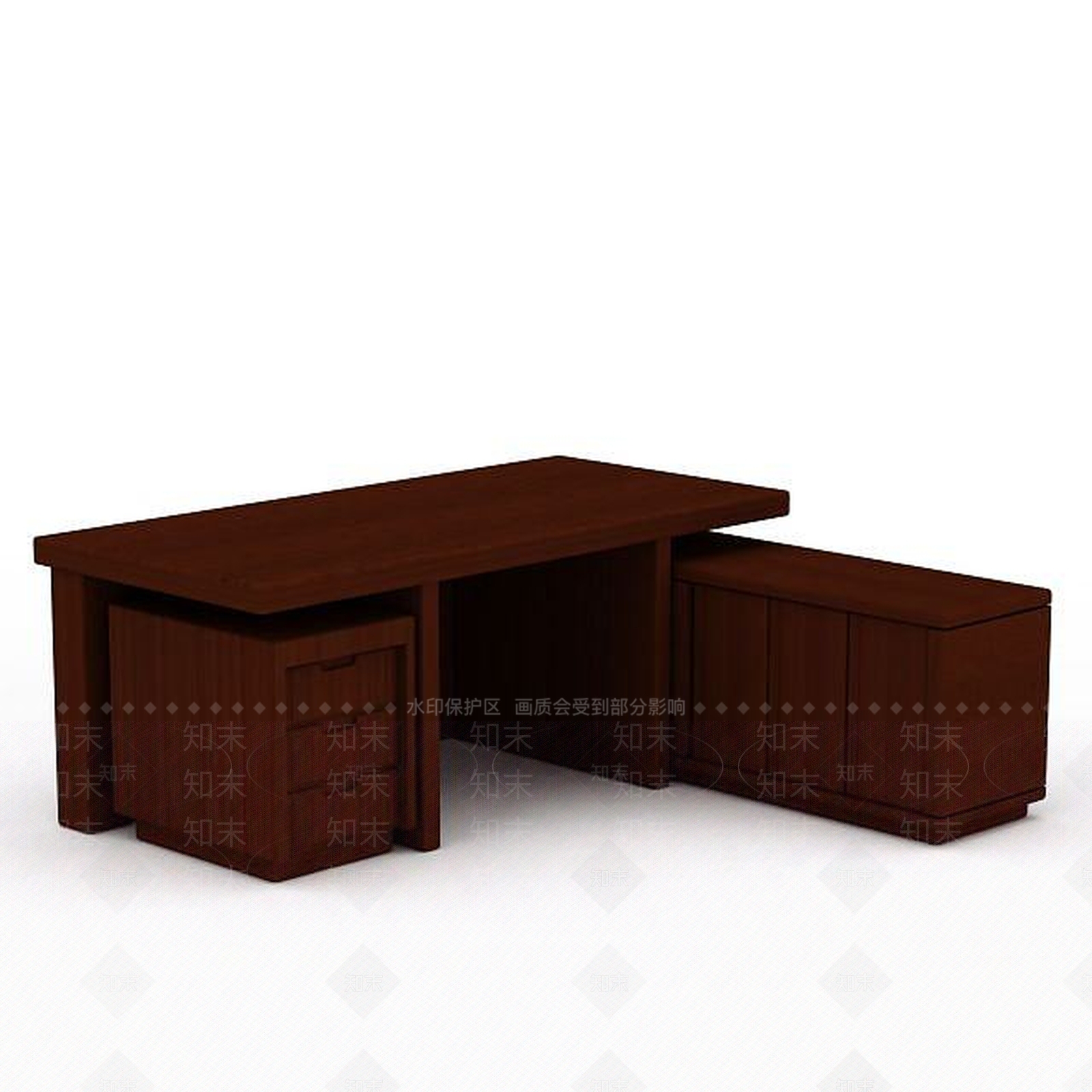 现代实木办公桌3D模型下载【ID:1199340246】