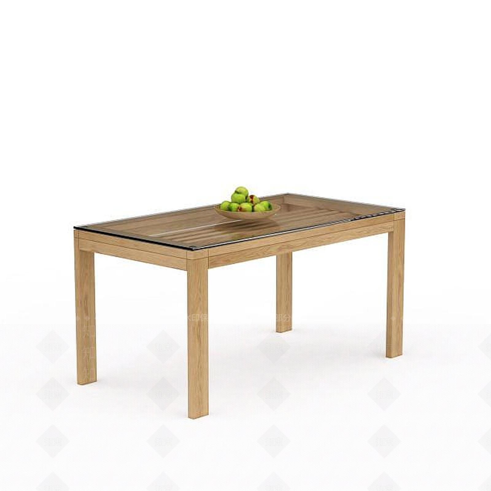 现代木质餐桌3D模型下载【ID:1199340745】