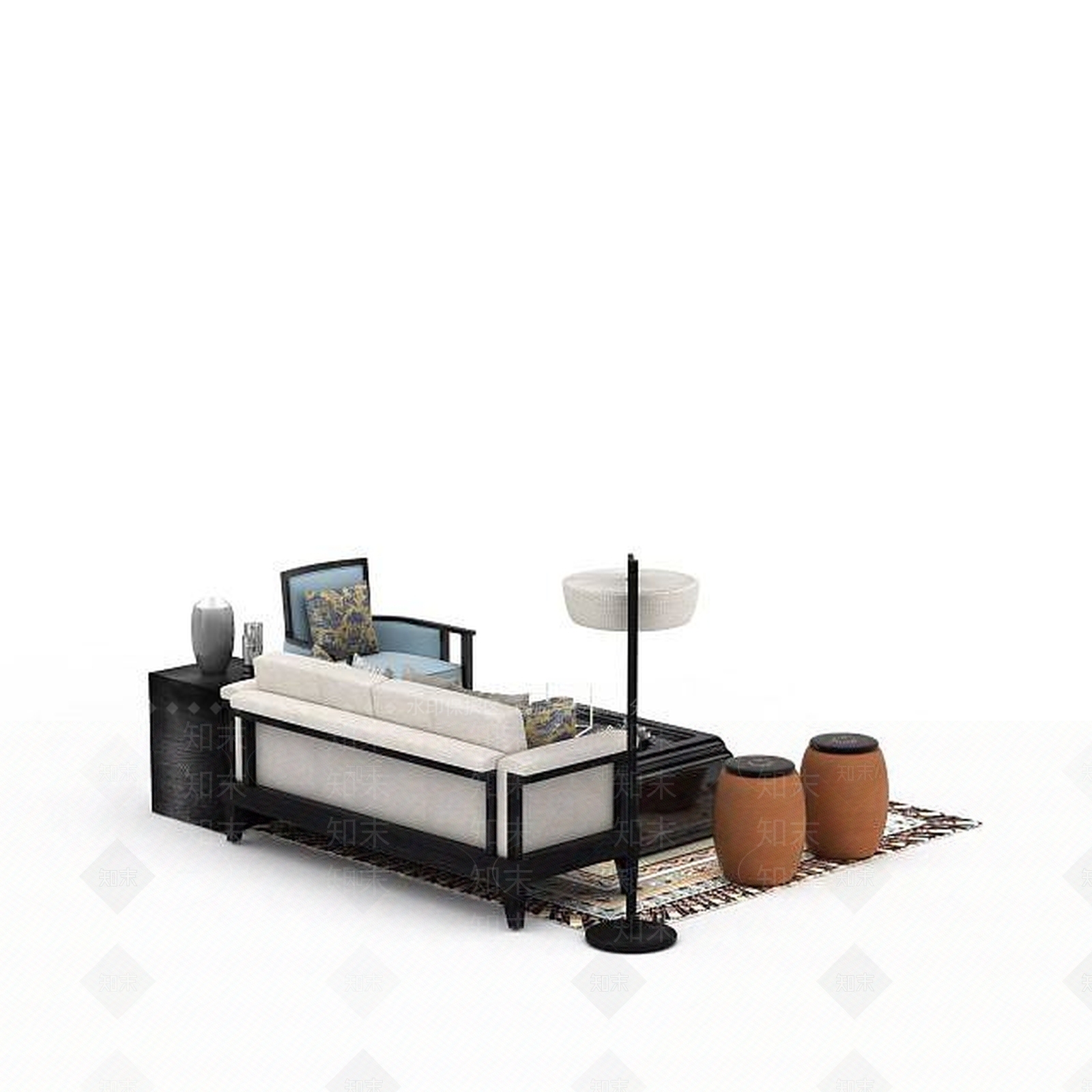 新中式沙发组合3D模型下载【ID:1199340811】