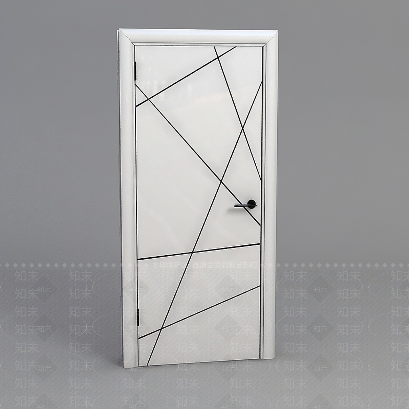 现代卧室木门3D模型下载【ID:1199340805】