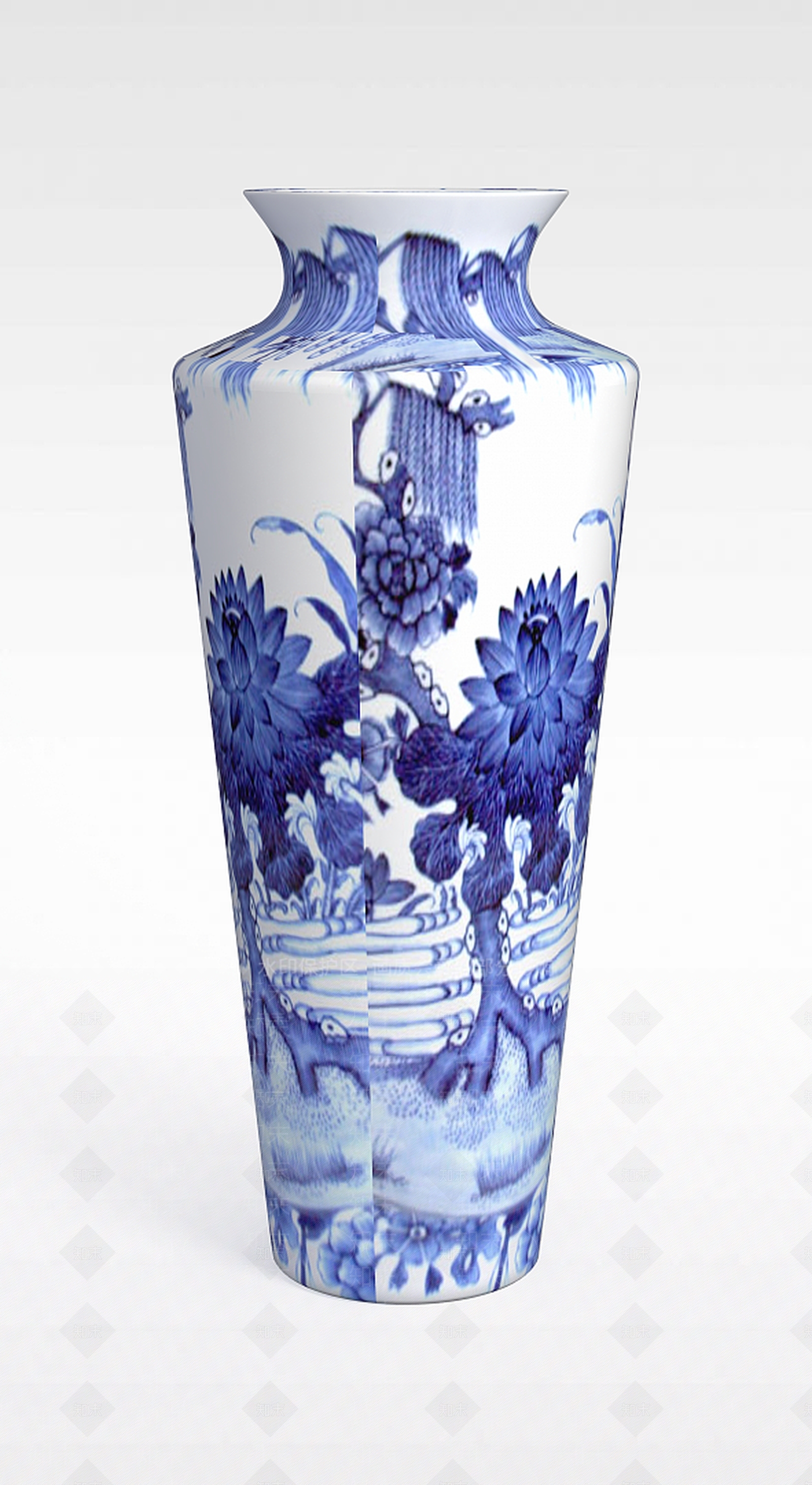 现代青花瓷花瓶3D模型下载【ID:1199341777】