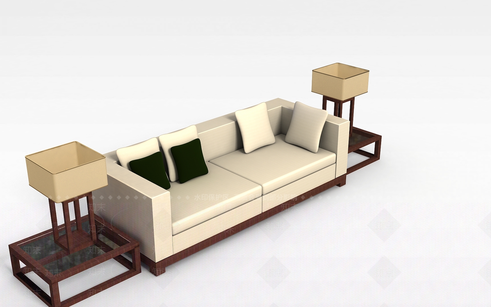 现代米色双人沙发3D模型下载【ID:1199341863】