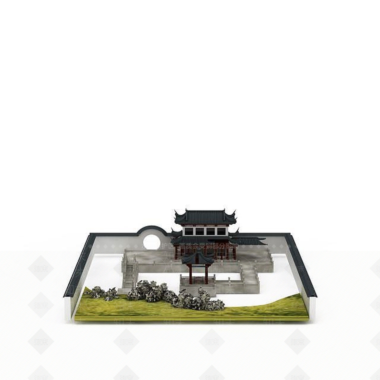 现代古代建筑群3D模型下载【ID:1199341950】