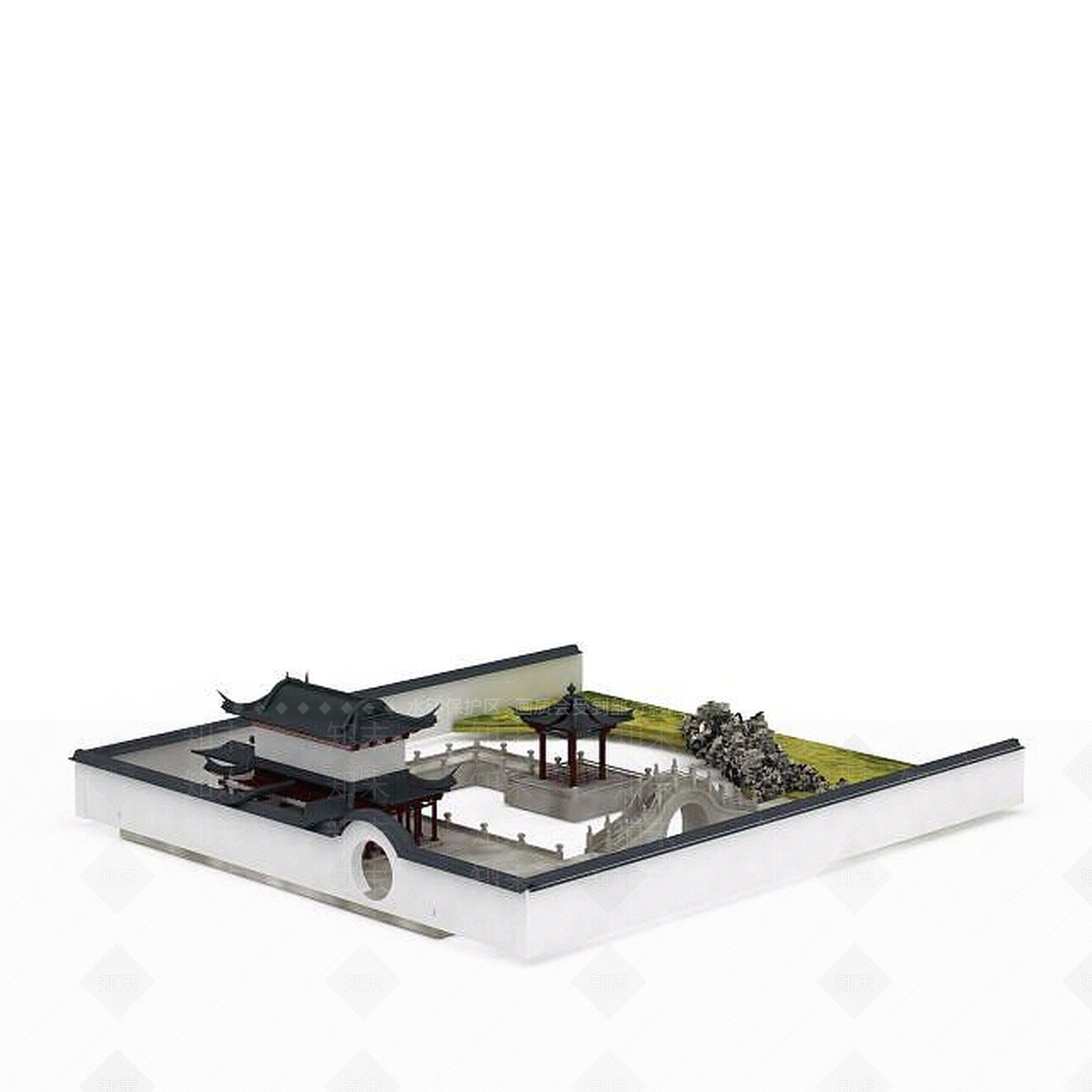 现代古代建筑群3D模型下载【ID:1199341950】