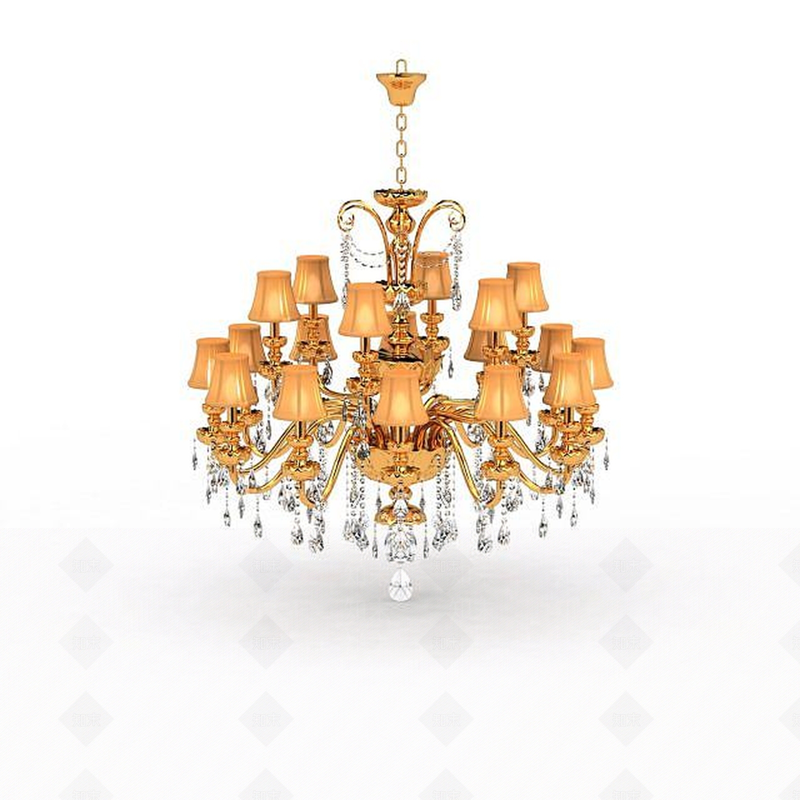 现代金色豪华吊灯3D模型下载【ID:1199342349】