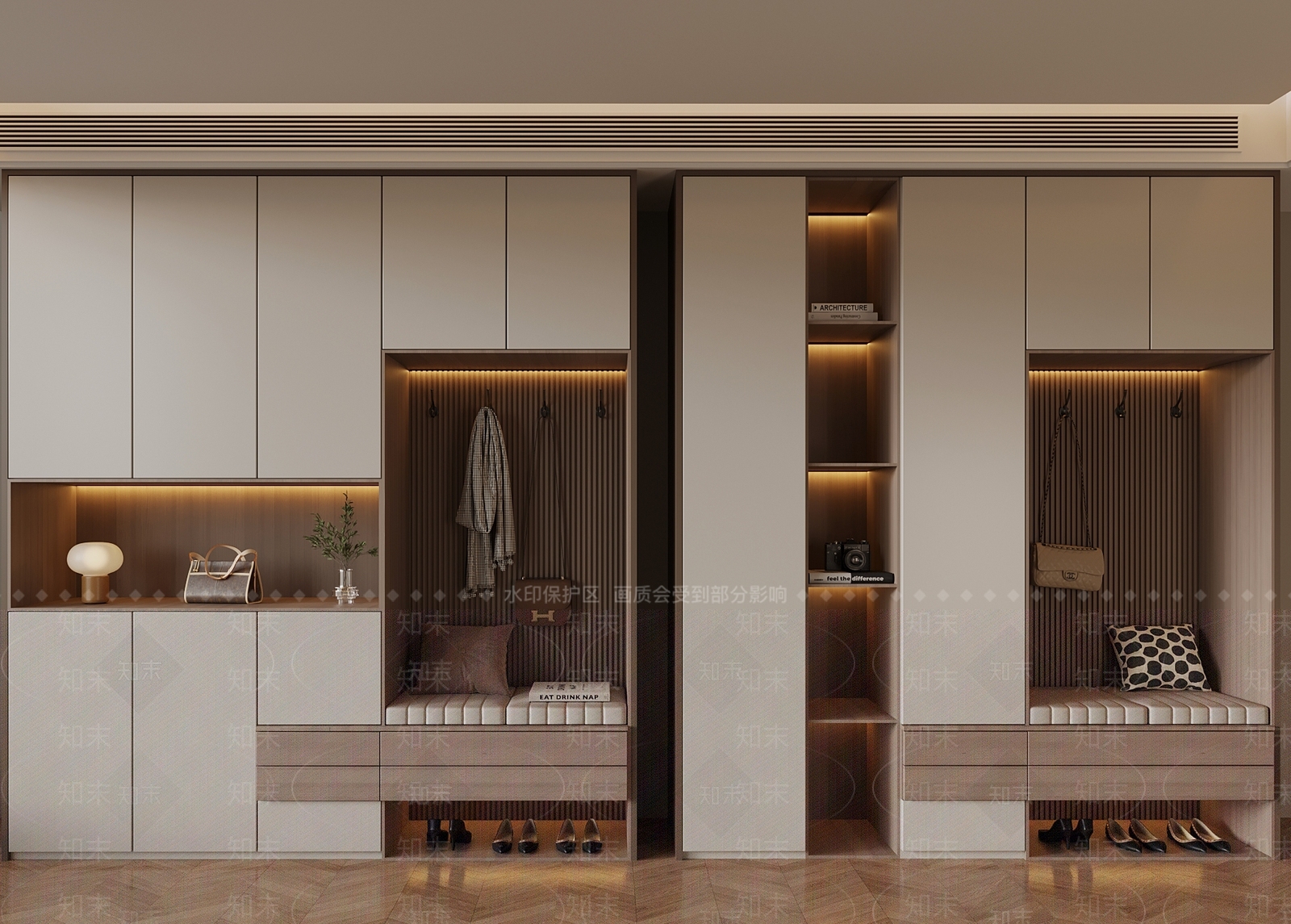 现代奶油鞋柜SU模型下载【ID:1199350596】