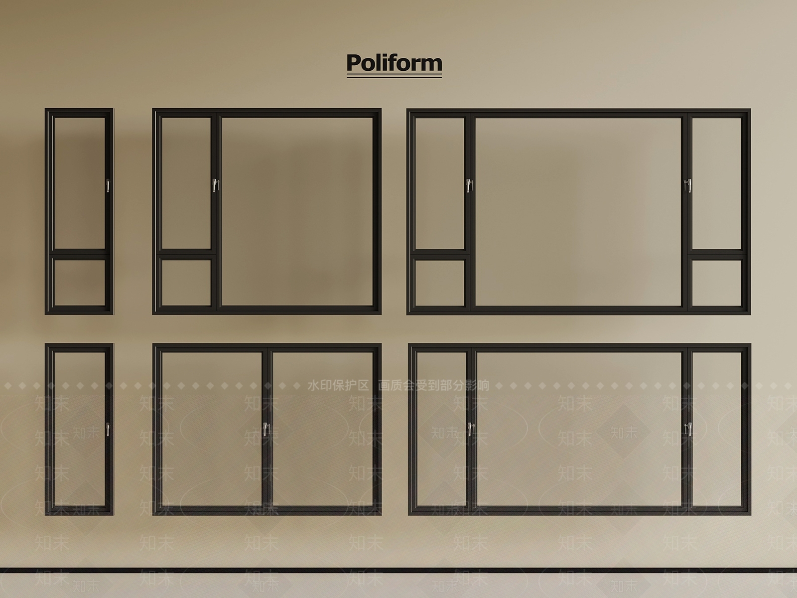 现代平开窗3D模型下载【ID:1199354621】