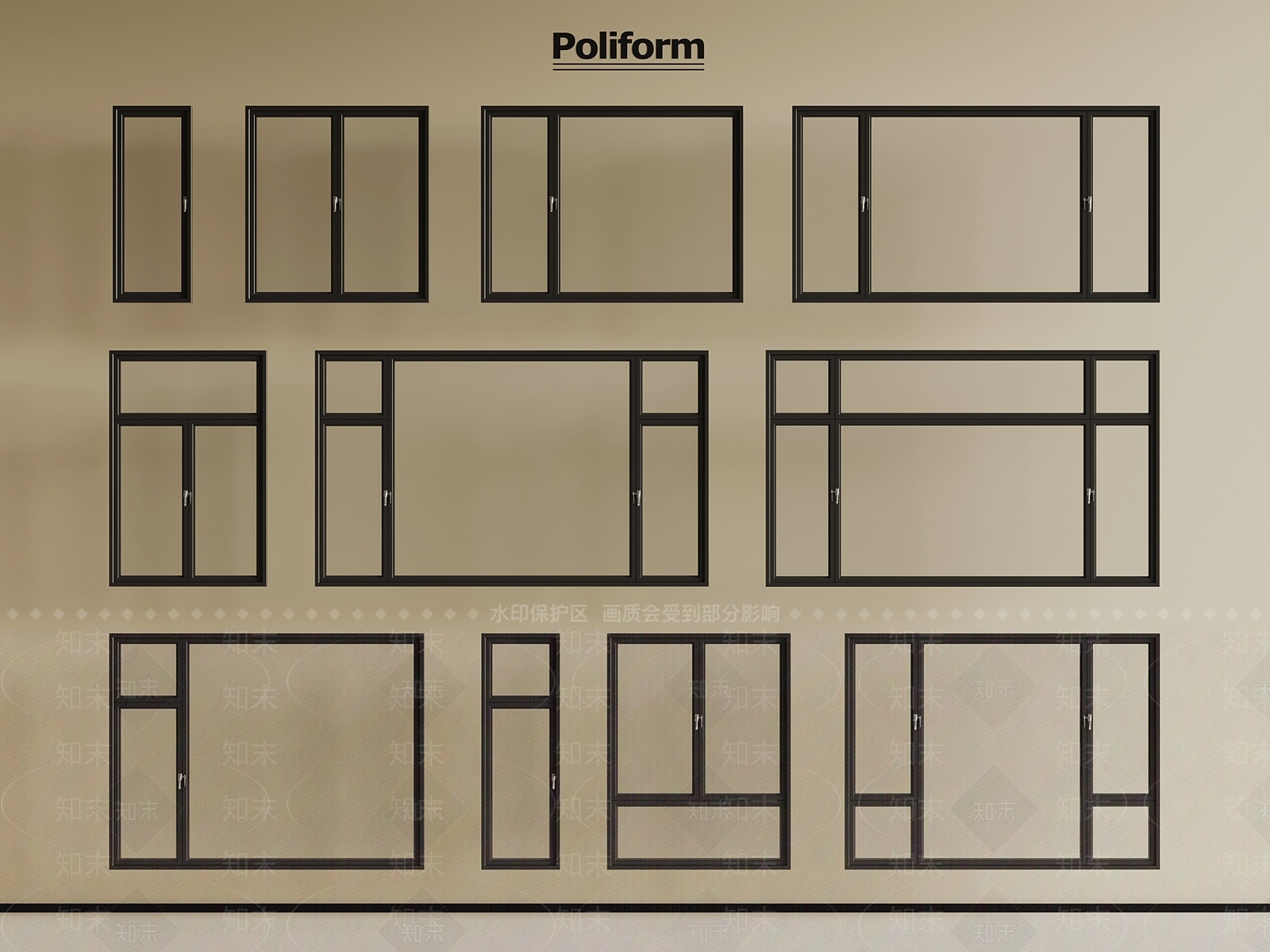 现代平开窗3D模型下载【ID:1199354669】