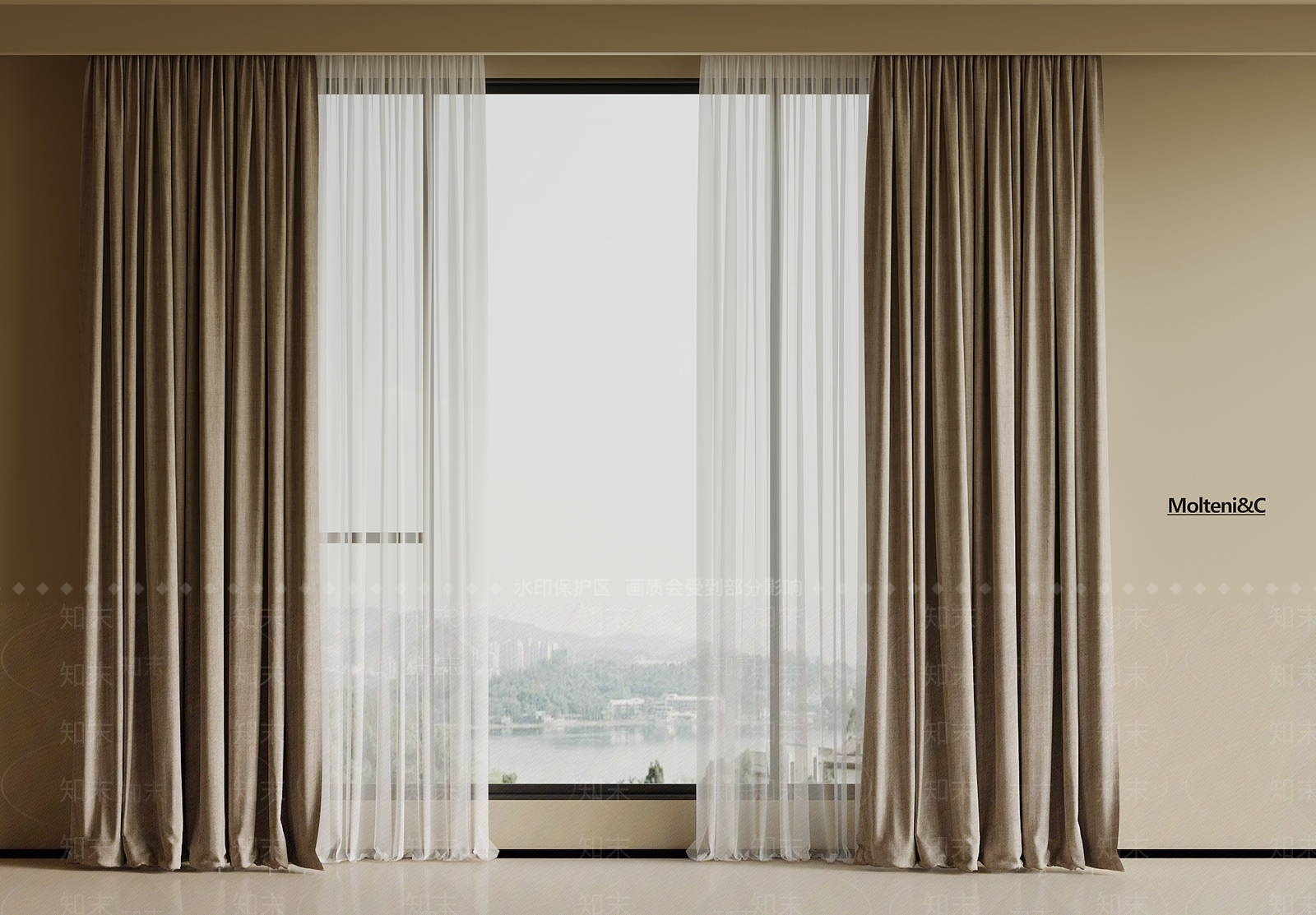现代窗帘SU模型下载【ID:1199355079】