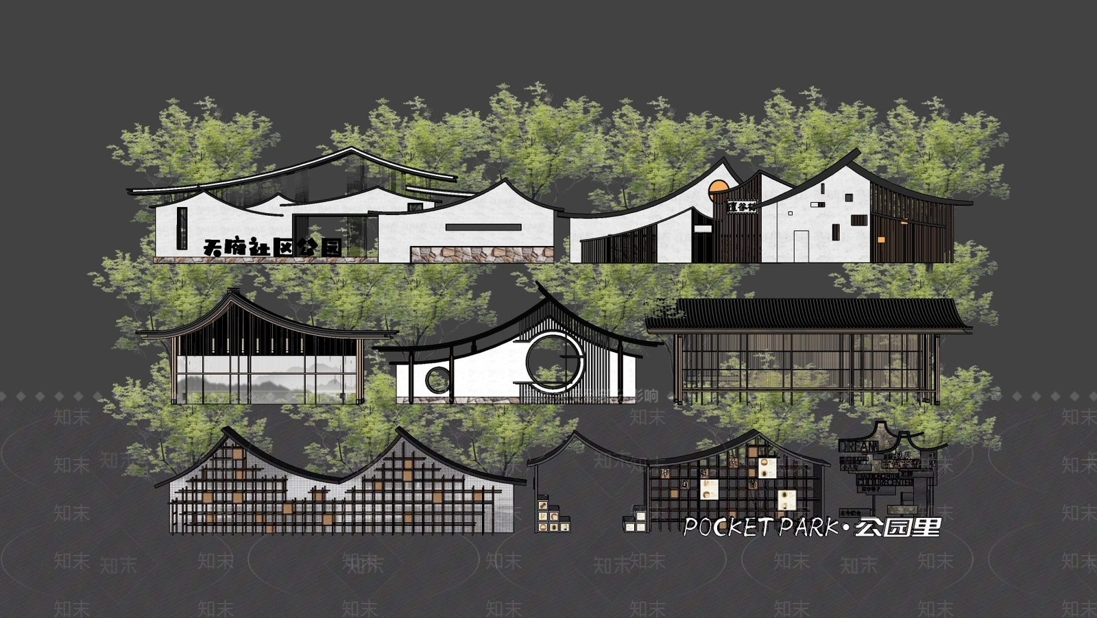 现代景观公园SU模型下载【ID:1199356587】