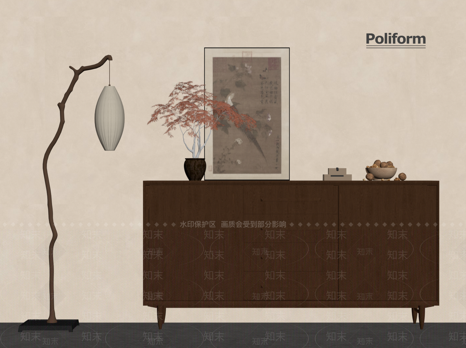 新中式玄关柜SU模型下载【ID:1199356561】