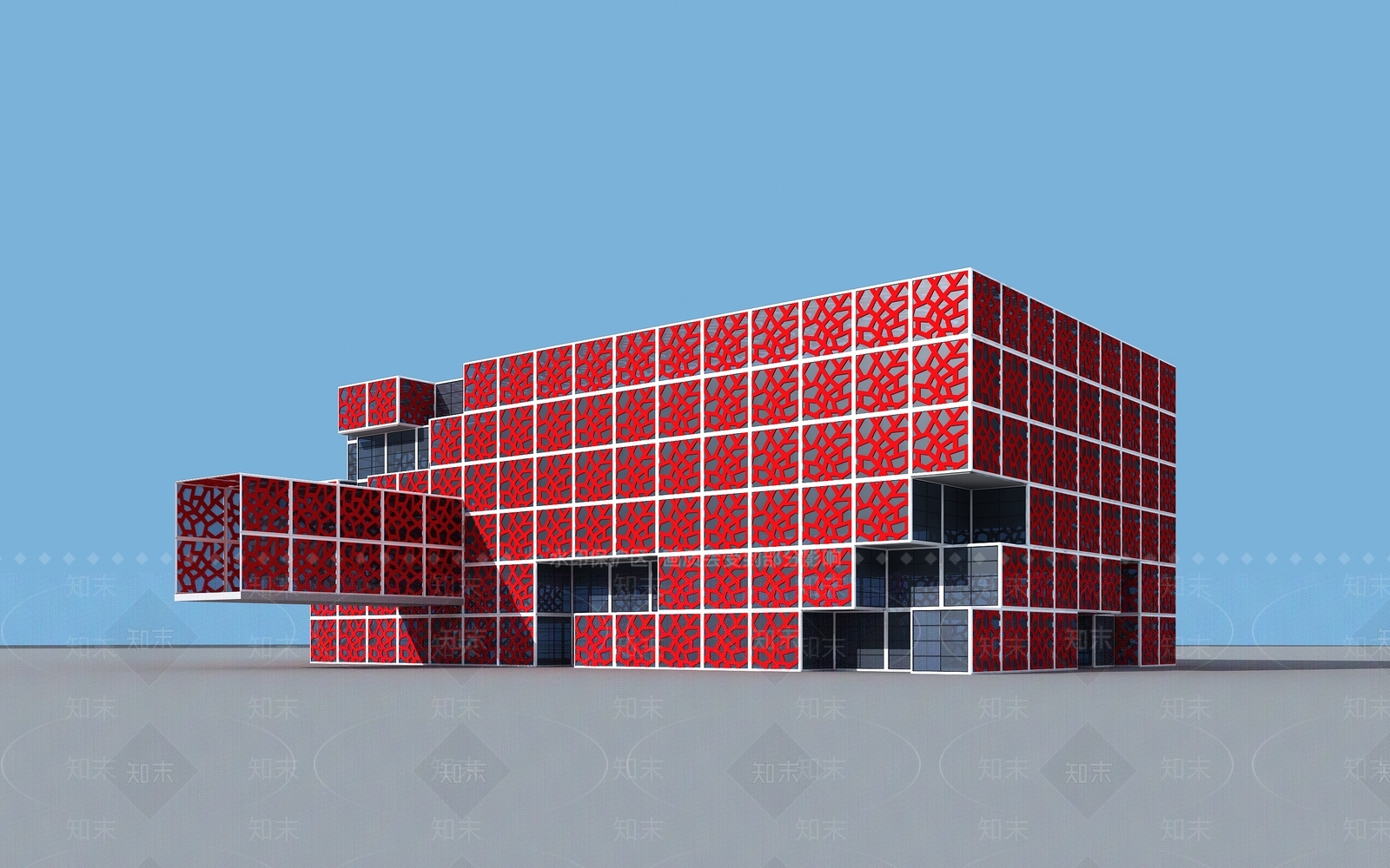 现代图书馆外观3D模型下载【ID:1199357784】