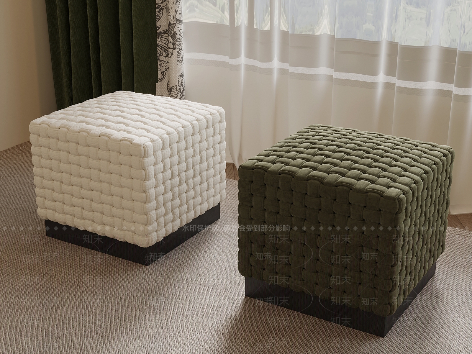 现代沙发凳3D模型下载【ID:1199359219】