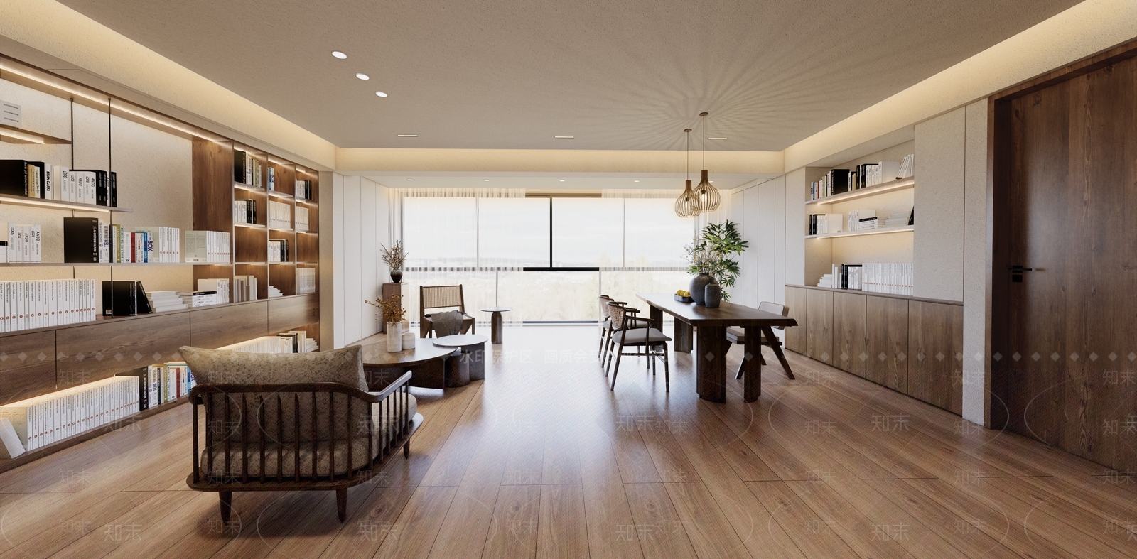 侘寂原木家居客厅SU模型下载【ID:1199360630】