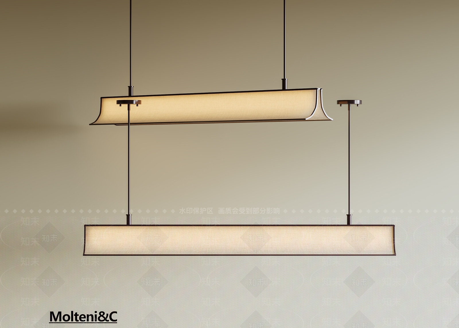 新中式中式长条吊灯3D模型下载【ID:1199363052】