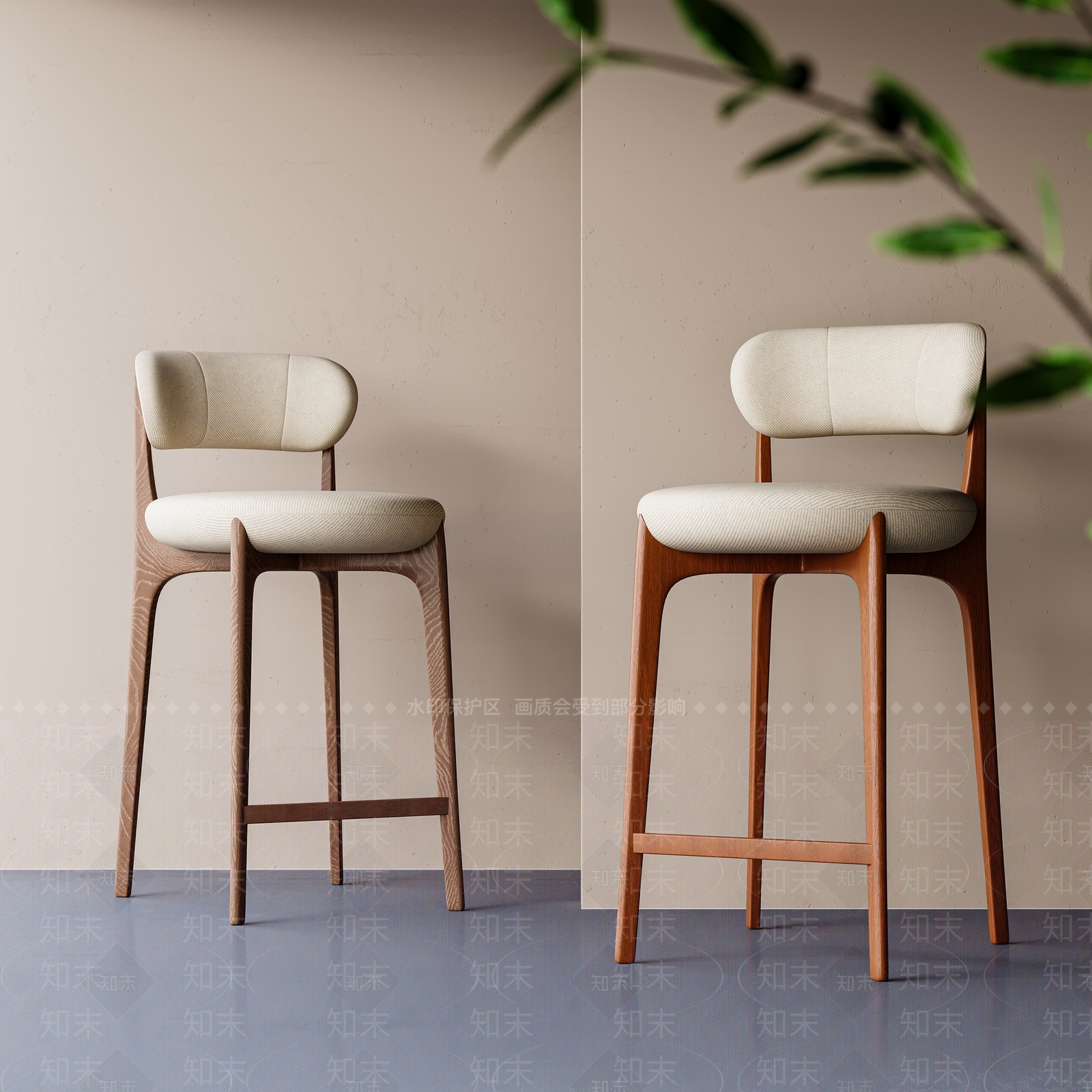 新中式中古吧椅3D模型下载【ID:1199363795】