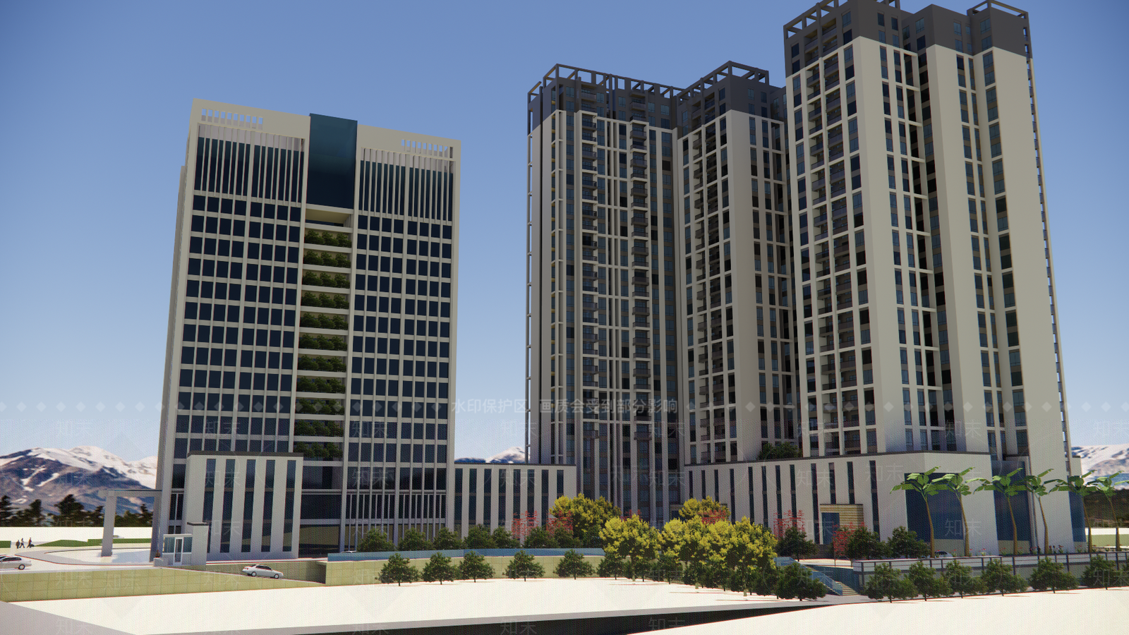 欧式简欧产业园办公楼SU模型下载【ID:1199365856】