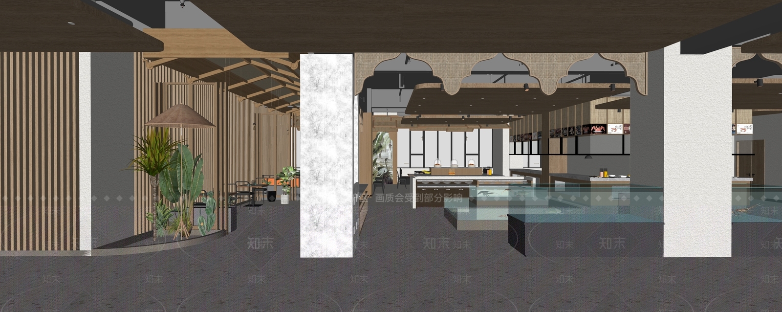 新中式中餐厅SU模型下载【ID:1199374912】