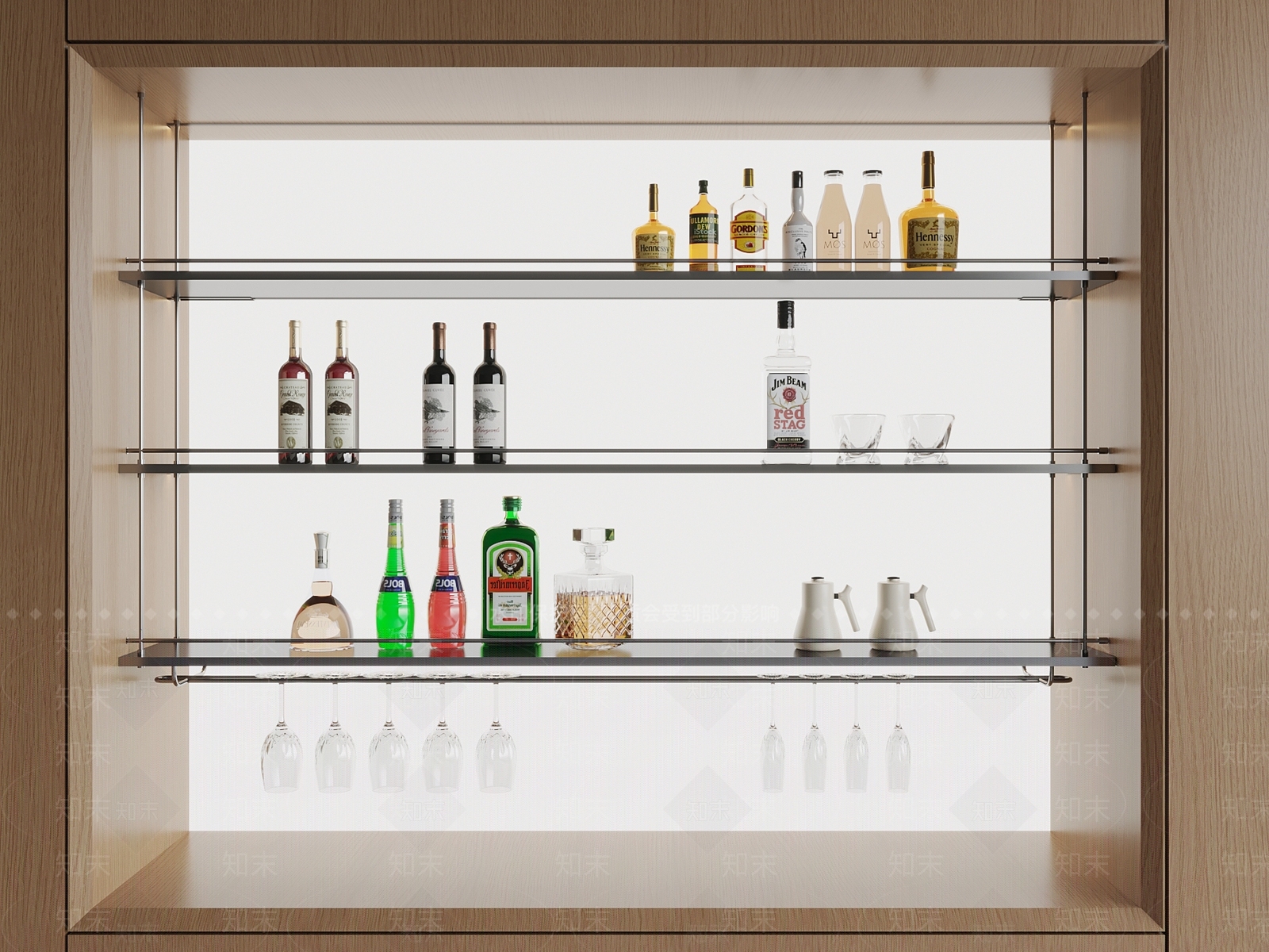 现代酒架3D模型下载【ID:1199376492】