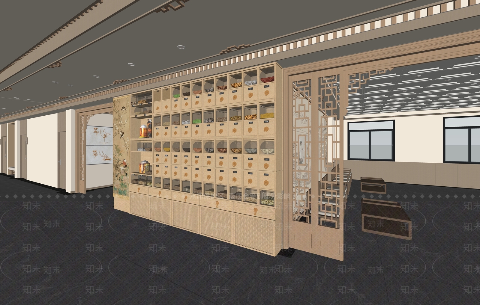 新中式简约其他文化空间SU模型下载【ID:1199376610】