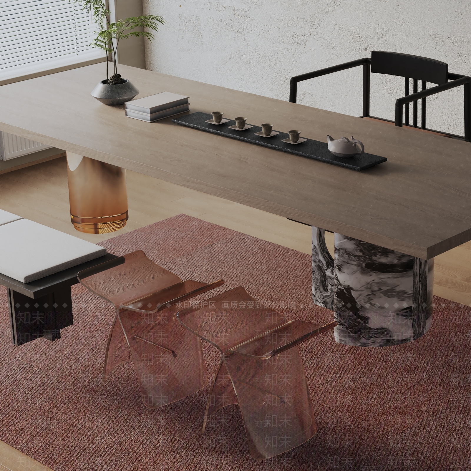 现代茶室3D模型下载【ID:1199379414】