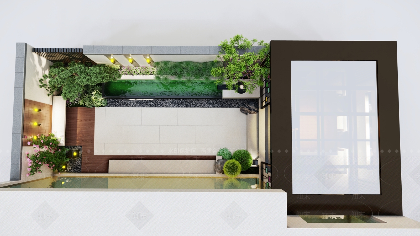 简约侘寂别墅庭院SU模型下载【ID:1199385121】