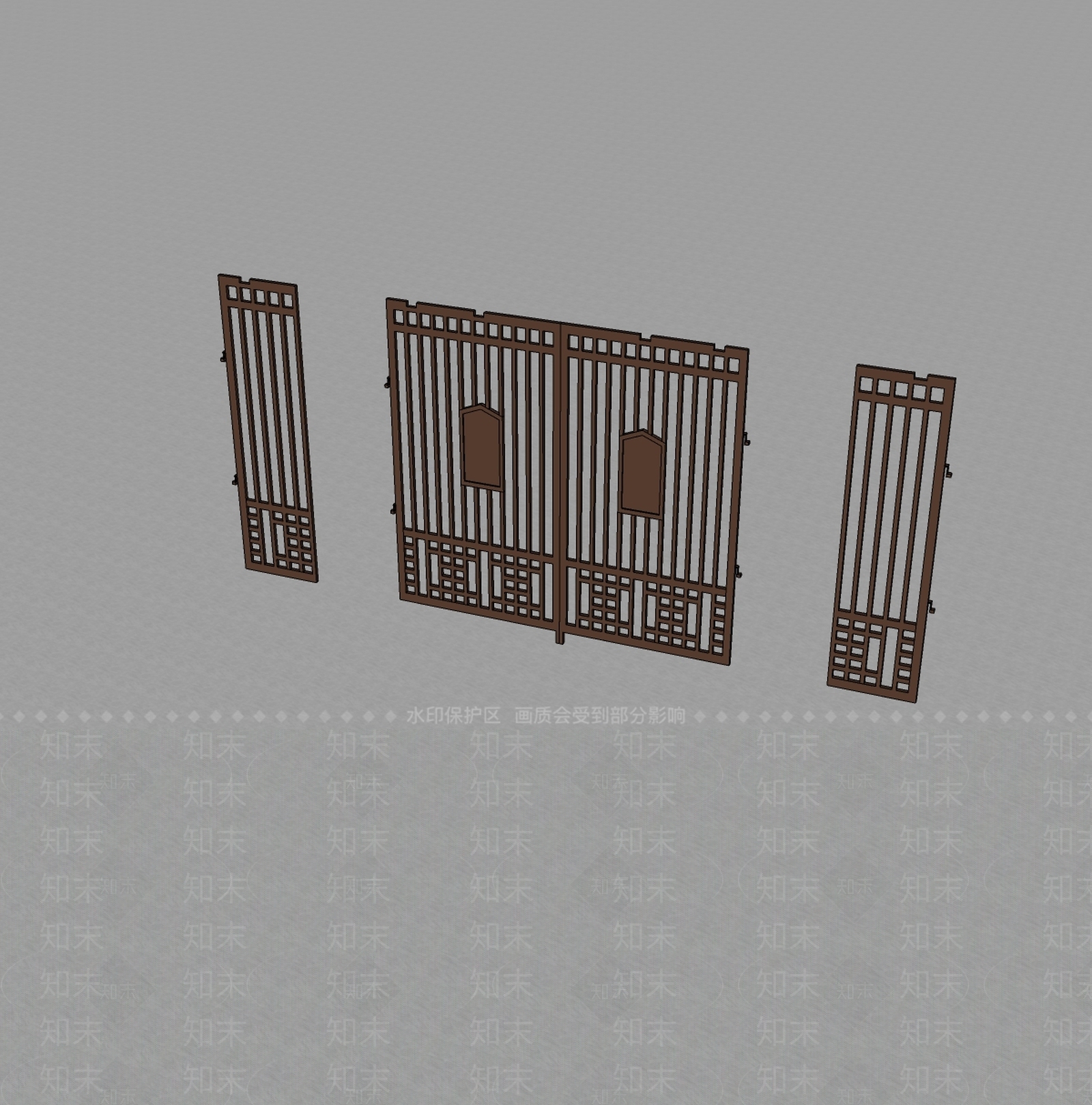 新中式庭院门SU模型下载【ID:1199386256】