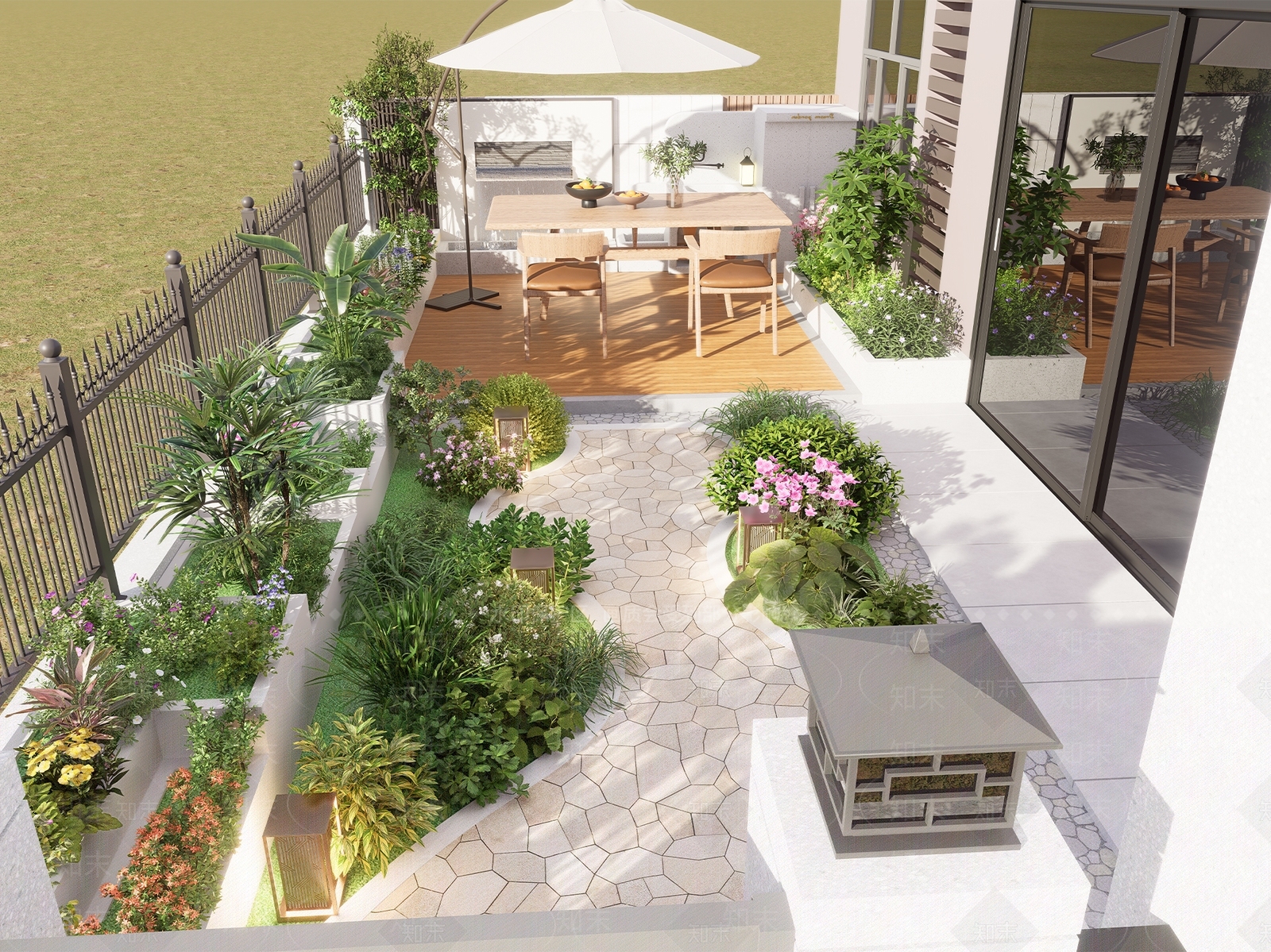 法式北欧屋顶花园SU模型下载【ID:1199389580】