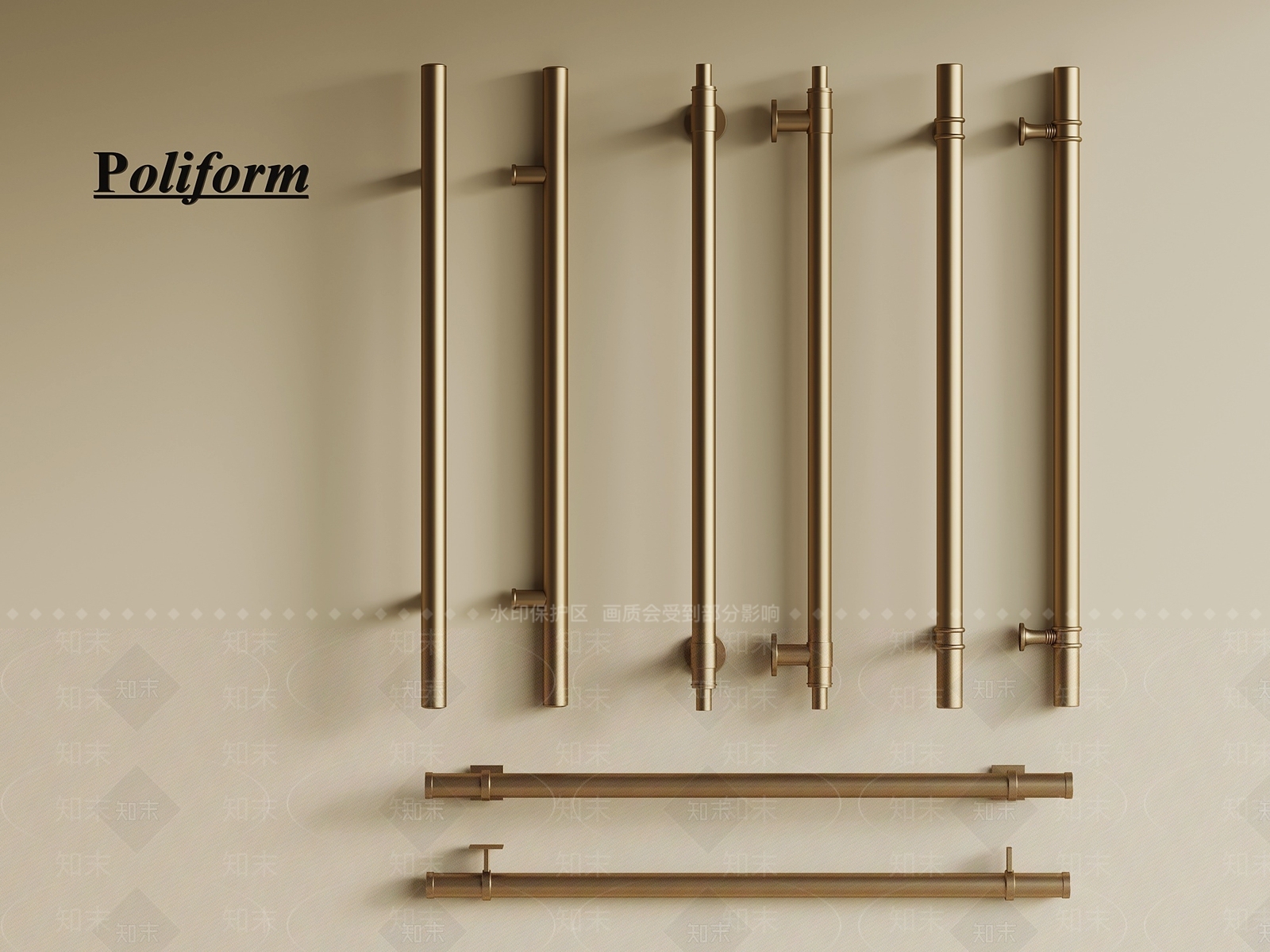 法式中古拉手3D模型下载【ID:1199389668】