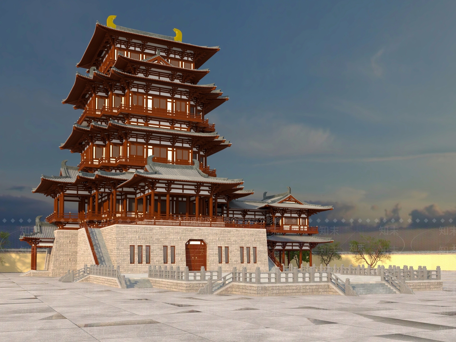 中古复古古建3D模型下载【ID:1199392496】
