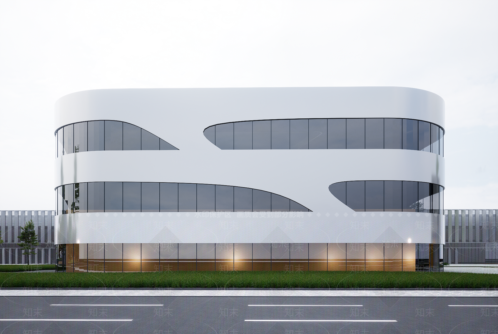 现代展览馆建筑SU模型下载【ID:1199394029】
