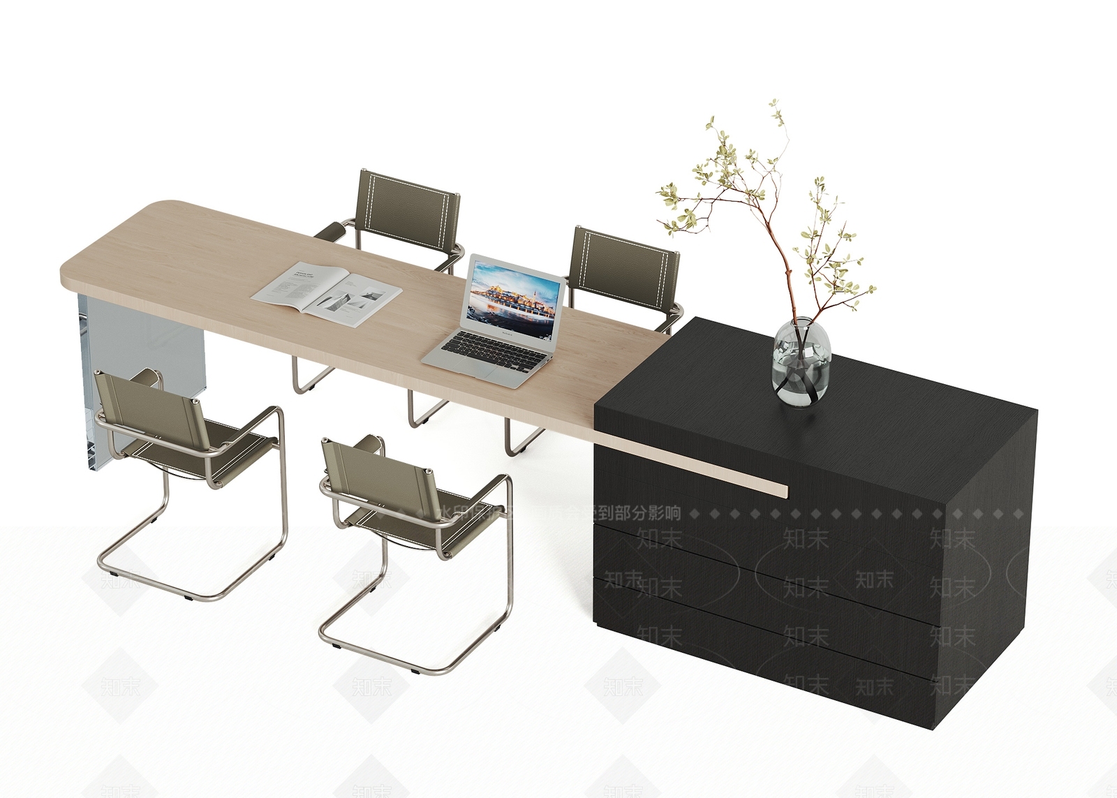 现代书桌椅3D模型下载【ID:1199394181】